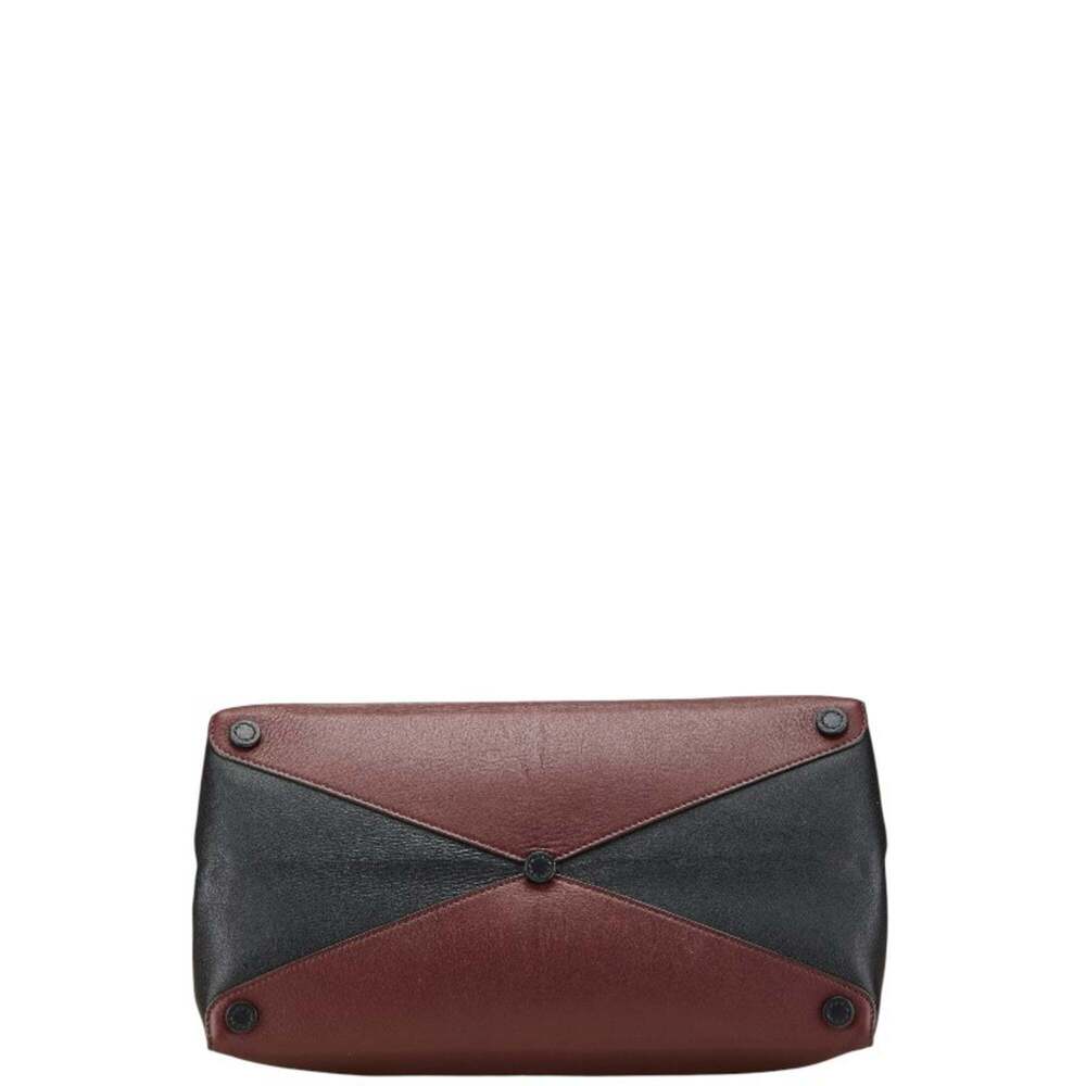 Prada handbag in wine red and black leather for women. - Picture 3 of 15